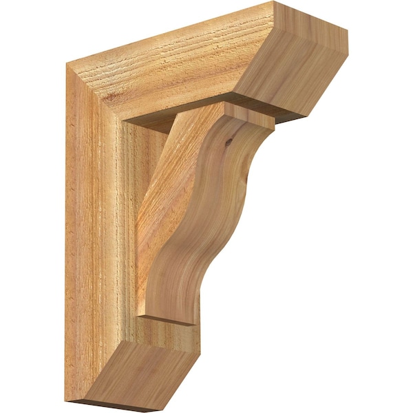 Ekena Millwork Funston Slat Rough Sawn Bracket w/ Offset Brace, Western Red Cedar, 6"W x 14"D x 18"H BKT0604X14X18FST06RWR - main